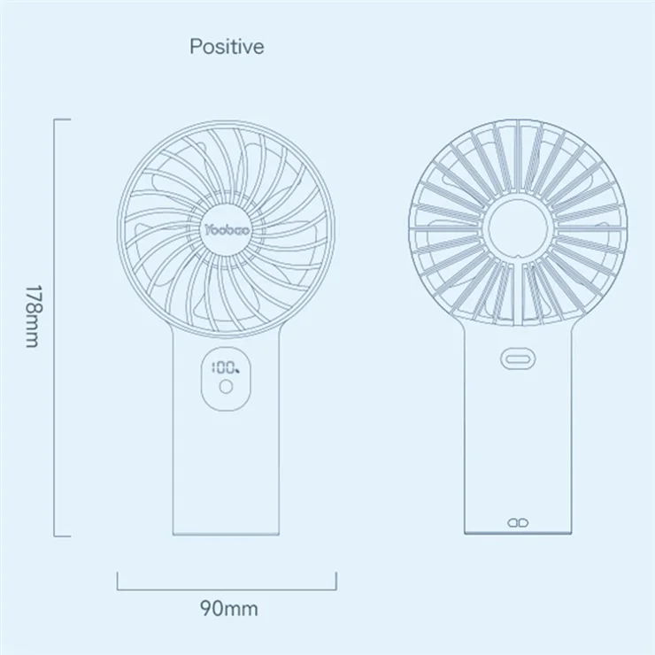 YOOBAO Y-F3PL 8000mAh Handheld Fan Portable Cooling Fan with Battery Indicator - Purple