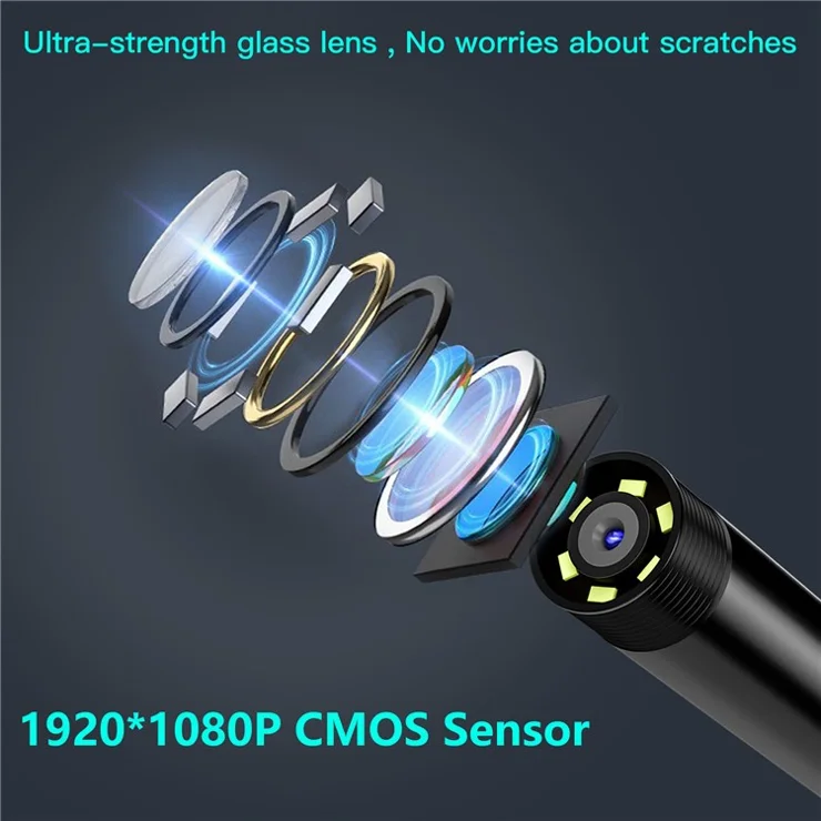 5002TC 3m Hard Wire 5.5mm Aluminum Tube 8-Pin+Type-C Phone Endoscope Camera Lens Microscope