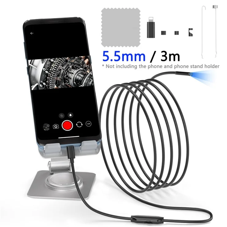 5001TC 3m Hard Wire 5.5mm Camera Lens Industrial Endoscope for 8-Pin+Type-C Phones
