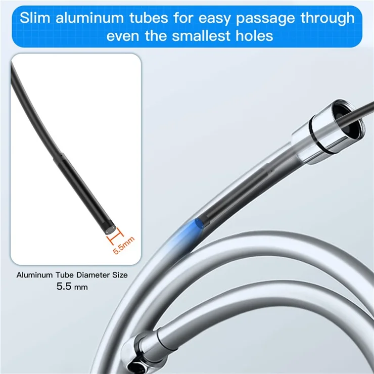 5001TC 5m Hard Wire 5.5mm Camera Lens Industrial Endoscope for 8-Pin+Type-C Phones