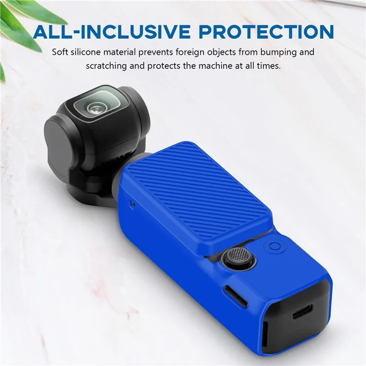 For DJI Osmo Pocket 3 Silicone Case Anti-Drop Dust-Proof Action Camera Protective Cover - Blue
