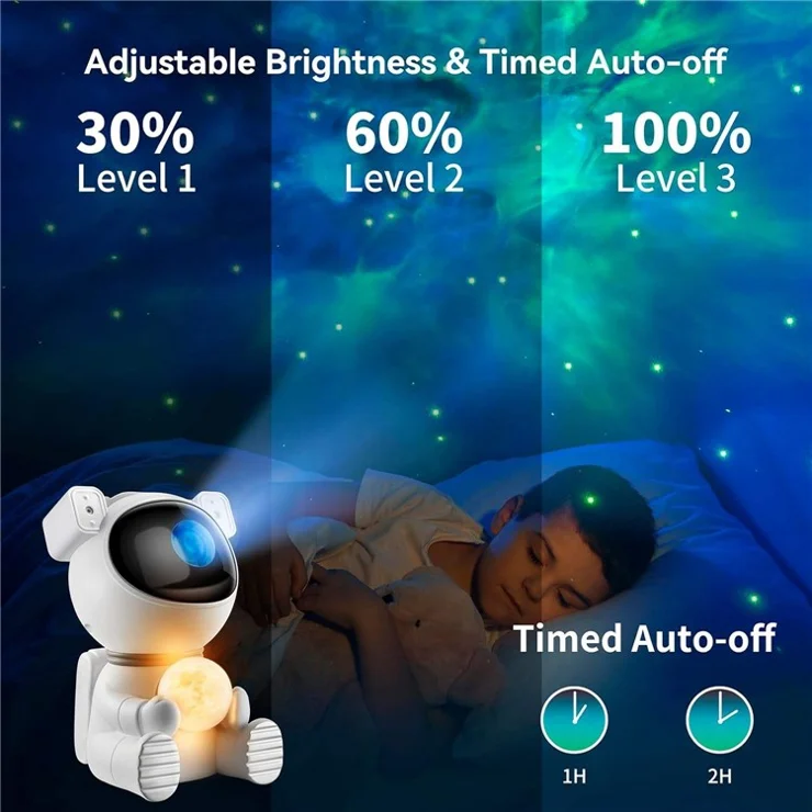 JN2316 Lovely Astronaut Starry Sky Projection Lamp Bluetooth-compatible Speaker 7 Color Moon Night Light