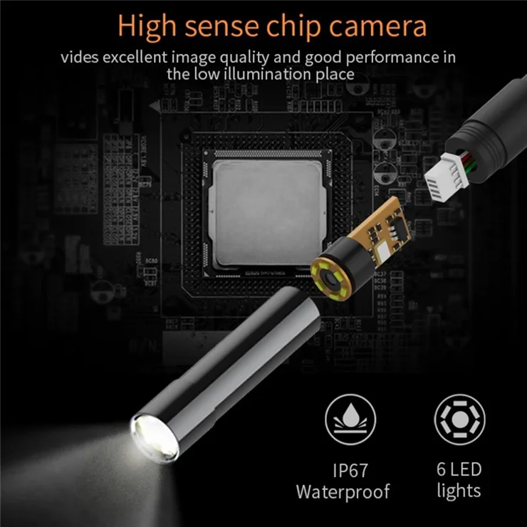 TESLONG NTS300 1m Wire 5.0-inch Screen HD Endoscope 8mm Dual Lens Pipe Inspection Borescope