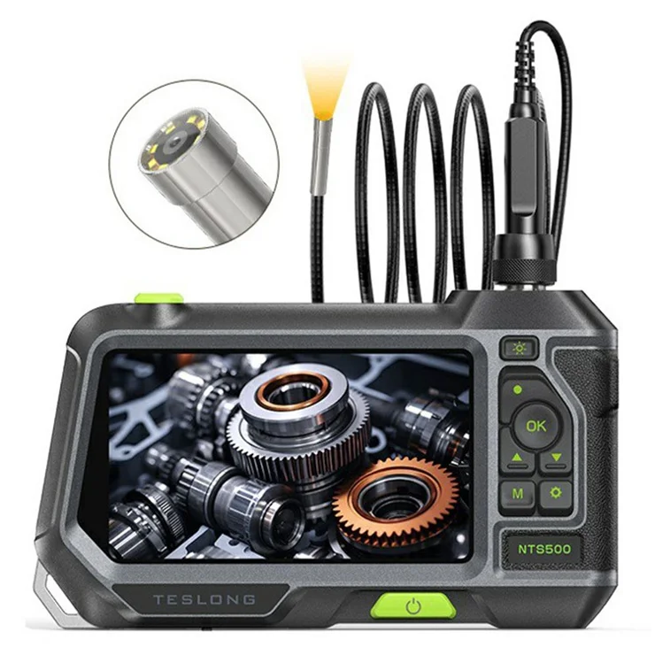 TESLONG NTS500 7.6mm Lens 3m Wire 5.0-inch Screen Industry Endoscope Pipe Inspection Camera with 32G TF Card