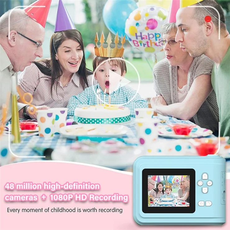 S7 2.4-inch Screen Mini Children HD Instant Camera Portable Photo Printer with 32G TF Card + Card Reader - Green