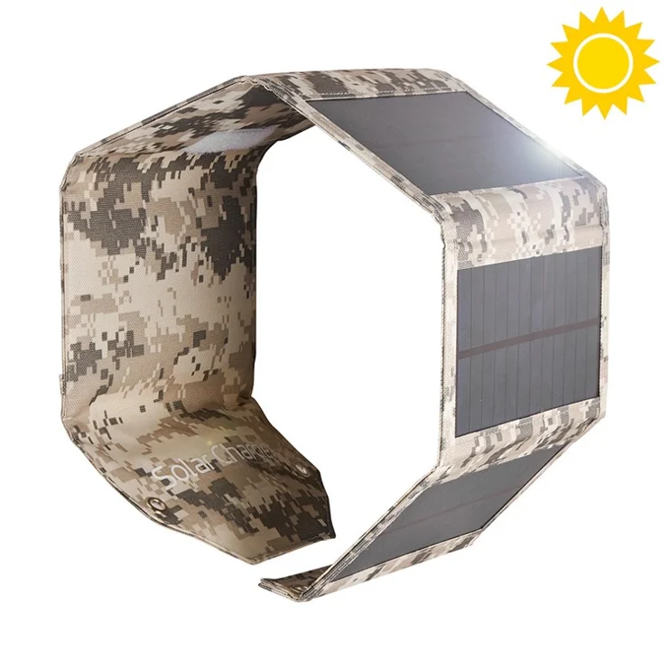 SPB5Z Foldable 5 Solar Panel Charger 10W 5V Portable Solar Charger for Outdoor Hiking Camping - Camouflage