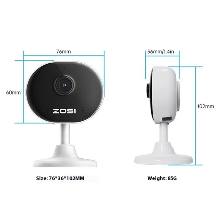 ZOSI C688 Night Vision AI Camera 2.4G WiFi / Bluetooth-compatible H.265 2MP HD Surveillance Camera (without Memory) - EU Plug