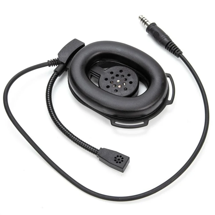 For Yaesu Vertex VX-5R / VX-3R HD01 Two Way Radio Headset Walkie Talkie 7.1mm Headphone with U94 PTT Adapter - Black
