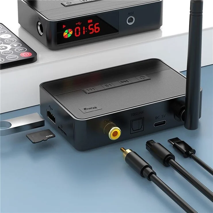 D400 NFC Optical Bluetooth-compatible 5.3 Receiver Audio Fiber Coaxial Adapter Support USB Flash Drive / TF Card Playback