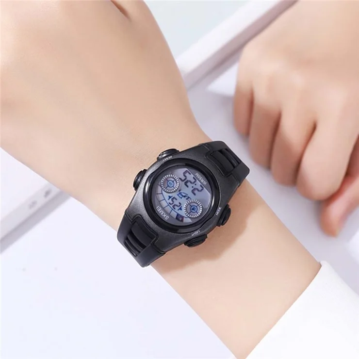 SKMEI 2309 Student Kids LED Backlight Digital Watch Date Alarm Clock Sports Electronic Watch - Blue Camouflage