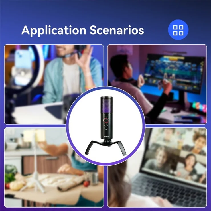 RETEKESS TG101 Live Streaming Wireless RGB Microphone for Gaming, Online Conference