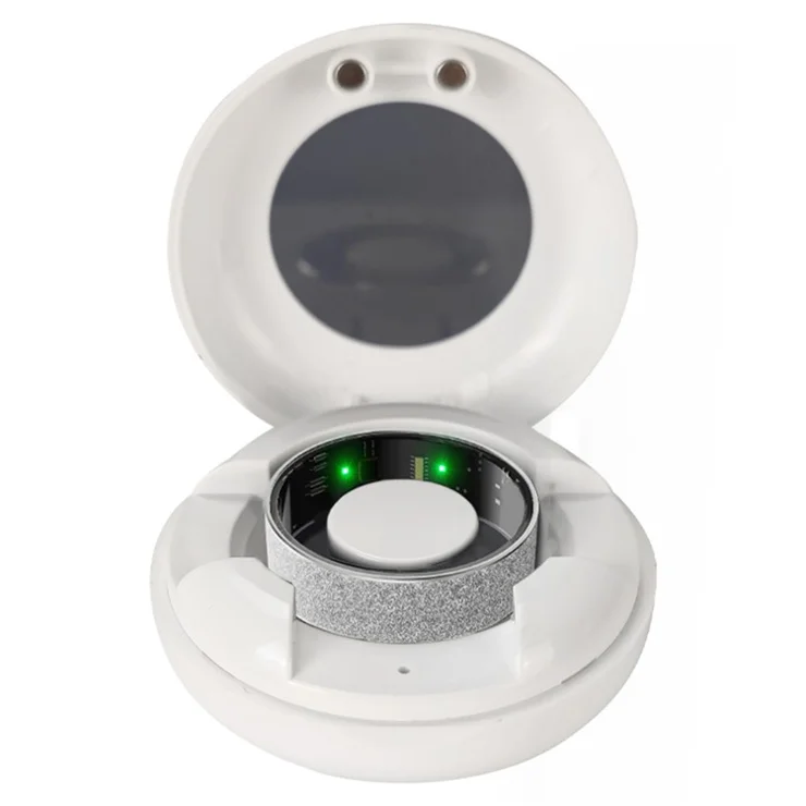 Vring-3 Frosted Bluetooth-compatible Sleep Health Monitoring Smart Ring Stainless Steel Finger Ring, with Charging Case - Silver / Size 8