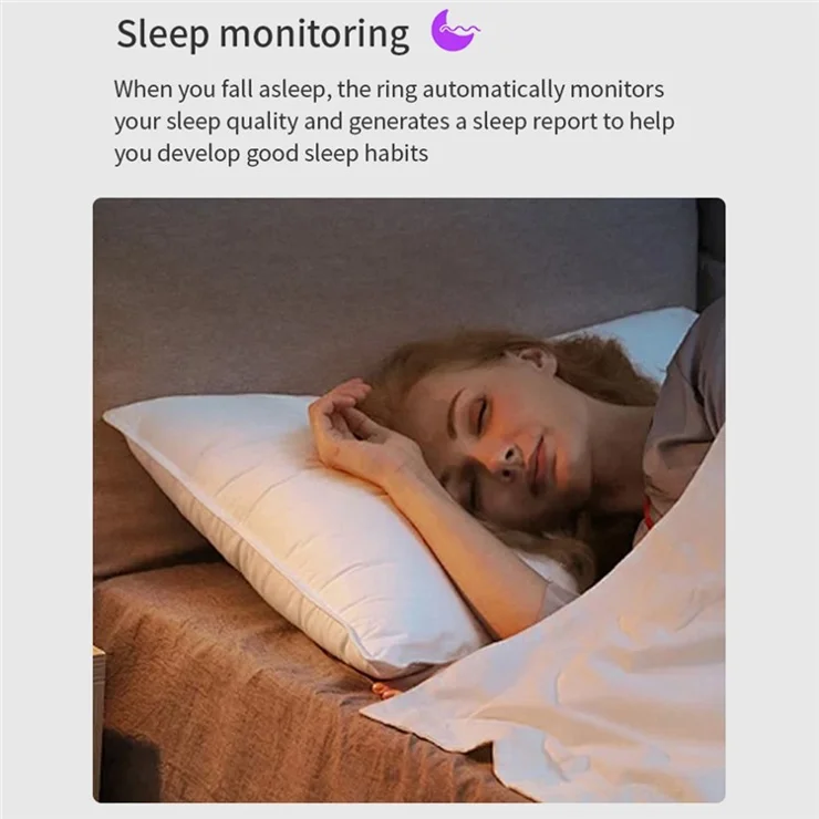 Vring-3 Frosted Bluetooth-compatible Sleep Health Monitoring Smart Ring Stainless Steel Finger Ring, with Charging Case - Silver / Size 8