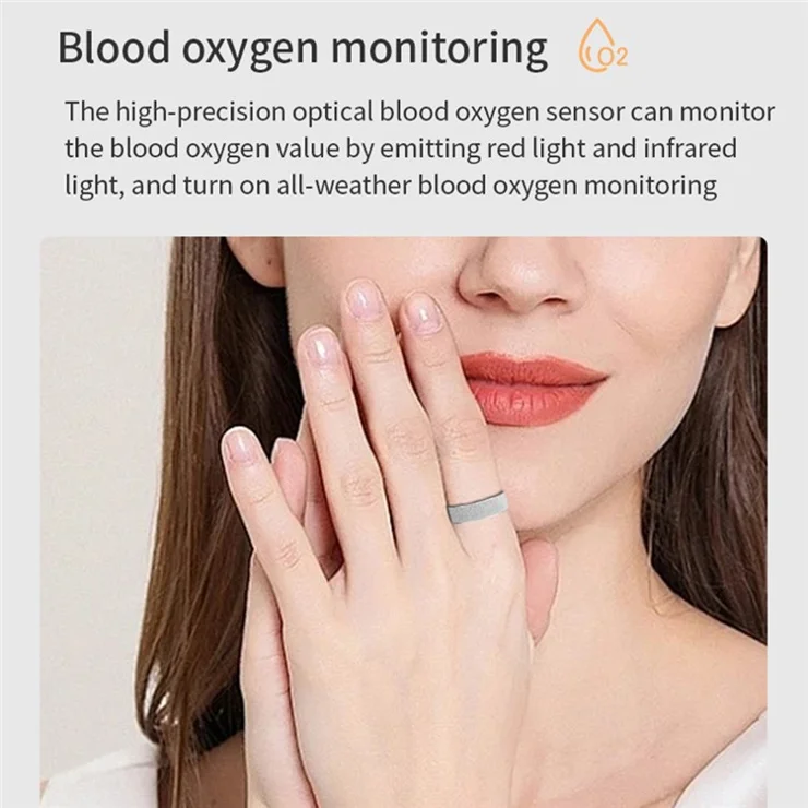 Vring-3 Frosted Bluetooth-compatible Sleep Health Monitoring Smart Ring Stainless Steel Finger Ring, with Charging Case - Silver / Size 9