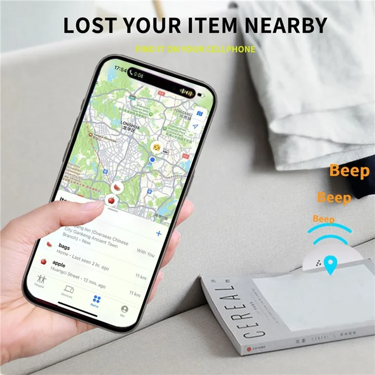 GS-201 Find My Network Wireless Pet Kids Key Finder iOS Devices Smart Tracking Locator - White