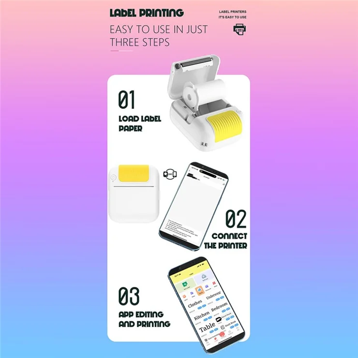 B2 Portable Handheld Mini Label Printer Thermal Printing Bluetooth-compatible Label Maker