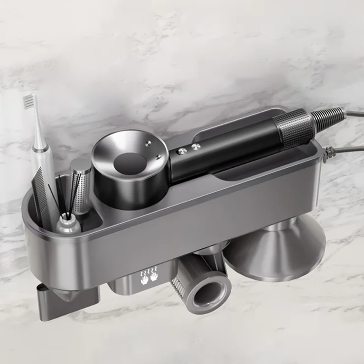 Hair Dryer Holder Wall Mount Stand Blower Hanger Storage Shelf