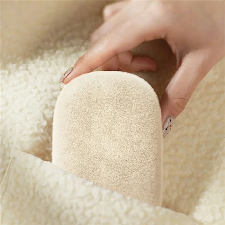 Q10 Digital Display Plush Winter Hand Warmer 10000mAh Phone Power Bank - Beige