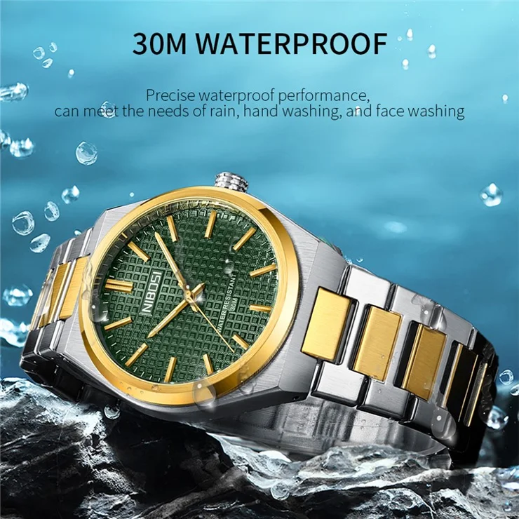 NIBOSI 2663 Business Men Quartz Watch Steel Strap Luminous Wrist Watch - Silver Strap / Blue Dial