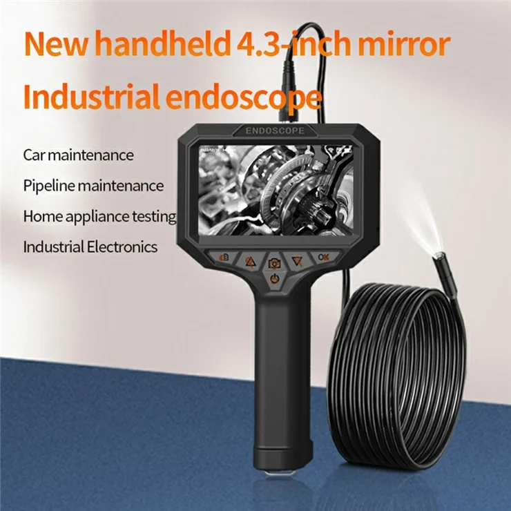 T32-AV 8mm Single Lens Endoscope 4.3 Inch Screen 1080P HD Handheld Inspection Camera - 3.5m Hard Wire