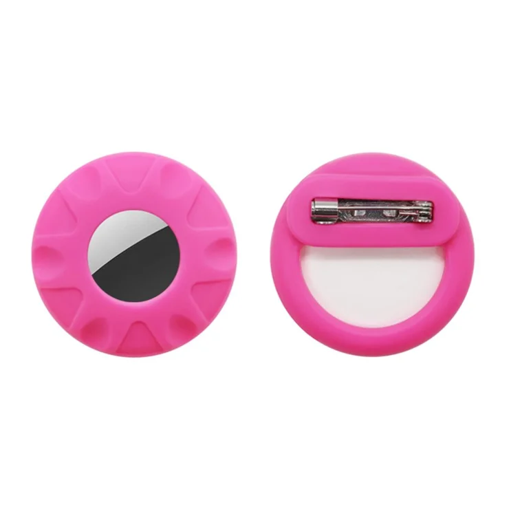 For Apple AirTag Silicone Cover Bluetooth-compatible Tracker Protective Case Brooch Style - Rose