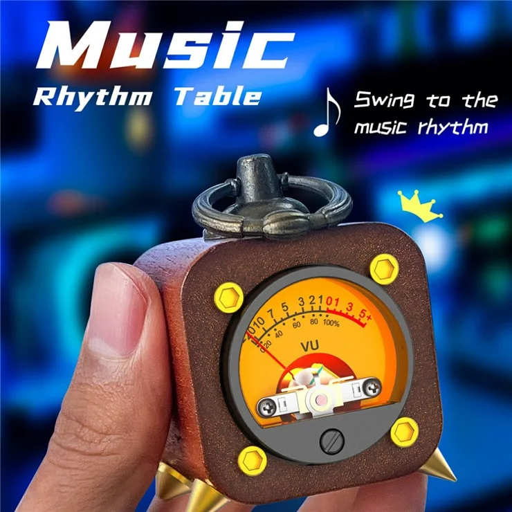AODUKE AJVU01-S Wooden Analog VU Meter Rhythm Light Sound Level Meter