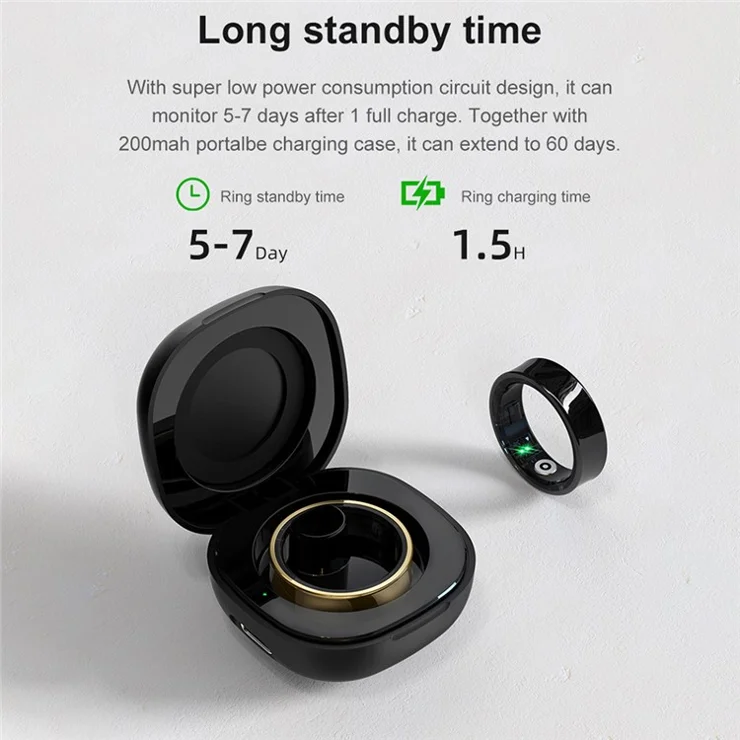R09 Pedometer Smart Ring Heart Rate Blood Pressure Monitor Waterproof Bluetooth-compatible Finger Ring - Silver / Size 10