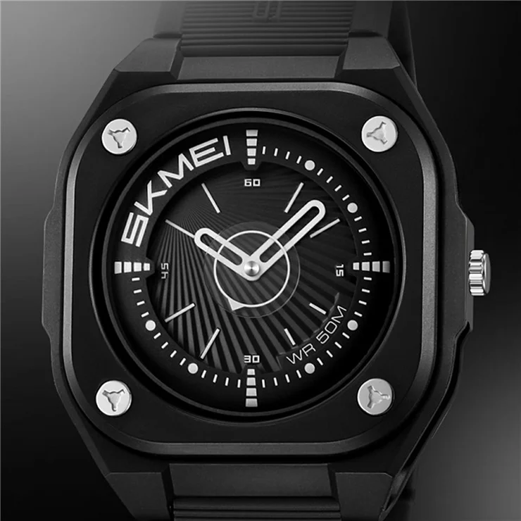 SKMEI 2329 Analog Display Quartz Watch with Silicone Strap 50M Waterproof Student Timepiece - White