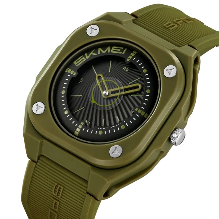 SKMEI 2329 Analog Display Quartz Watch with Silicone Strap 50M Waterproof Student Timepiece - Army Green