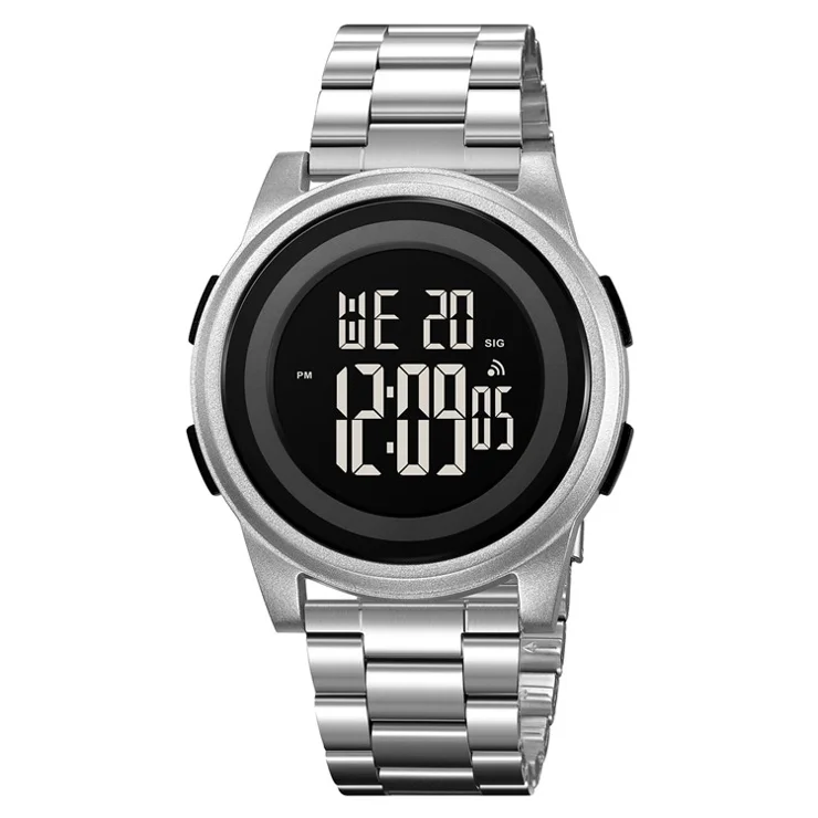 SKMEI 2379 Digital Watch Teens Multifunctional Sports Chronograph Waterproof Watch with Stainless Steel Band - Silver
