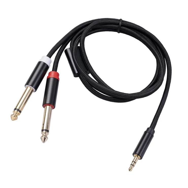 3.5mm to Double 6.35mm Aux Cable 2 Mono 6.35 Jack to 3.5 Male Audio Cable 2m for Phone to Mixer Amplifier
