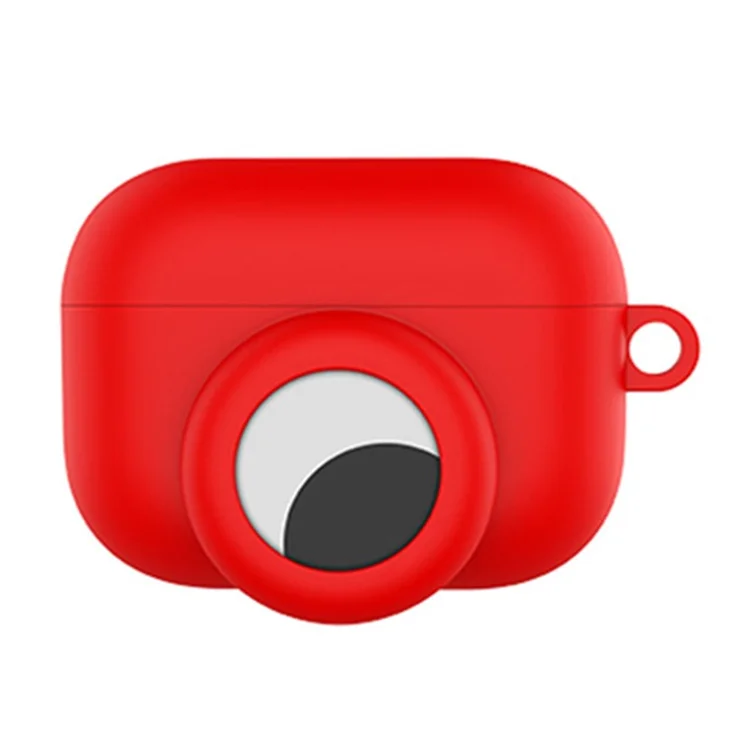 Silicone Earphone Case Protective Cover for AirPods Pro/AirTag - Red