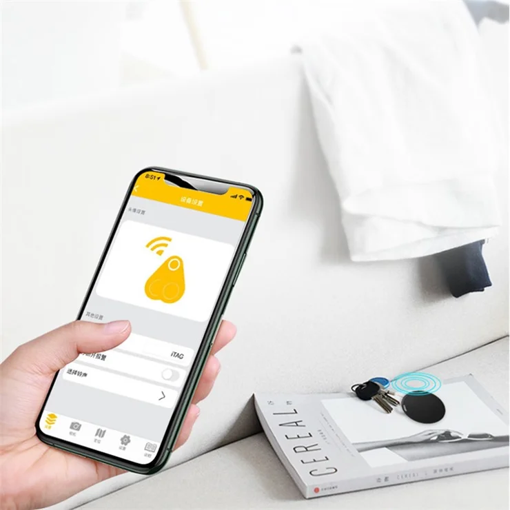 Y-02 GPS Anti-lost Alarm Smart Tag Round Wireless Bluetooth-compatible 5.0 Tracker Wallet Key Finder Locator - White