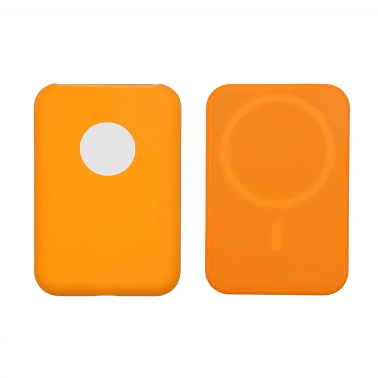 Silicone Anti-slip Anti-drop Protective Cover Case for Apple Compatible with MagSafe External Battery Magnetic Charger - Orange
