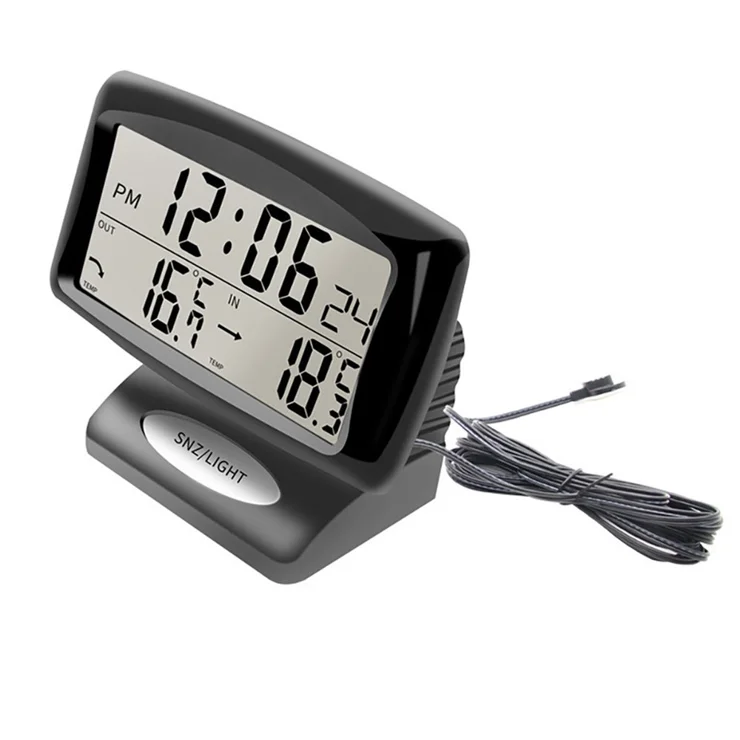 Termometro Auto Orologio Digitale Da Auto Con Termometro LCD 2 In 1 | Retroilluminazione Blu, Modalità 12/24h | Adesivo Per Cruscotto Termometro Digitale Ambiente