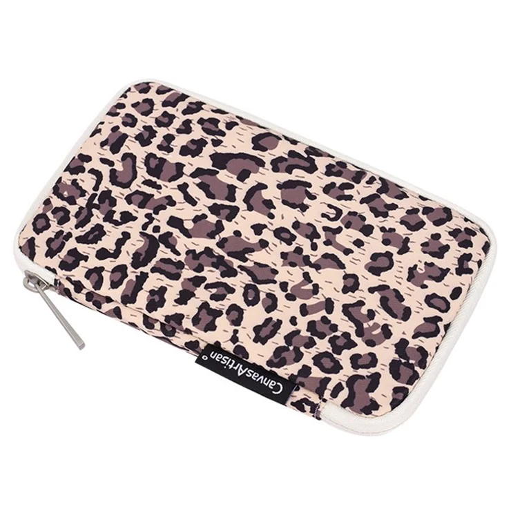 CANVASARTISAN H31-S21 Fashionable Leopard Pattern Digital Accessories Zipper Storage Case Phone Power Bank Mouse Carrying Bag - Brown