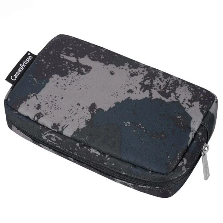 CANVASARTISAN H7-S11 Camouflage Polyester Storage Bag for Digital Accessories Mouse Power Bank Data Cable Pouch - Grey