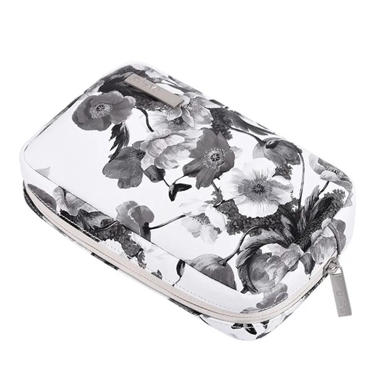 CANVASARTISAN G1-S11 Digital Accessories Storage Bag Watercolor Flower Pattern Zipper Carrying Case for Phone Charger Mouse