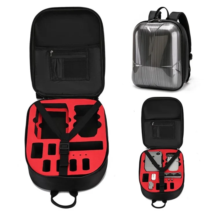 BKANO for DJI Mini 2 Drone Carrying Backpack Hard Shell Case Portable Shockproof Storage Bag - Red Liner