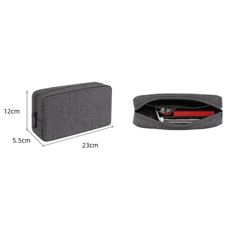 YOLINO QY-A011 Large Size Digital Accessories Carrying Zipper Bag Water Resistant Data Cable Power Bank Phone Storage Bag - Dark Grey