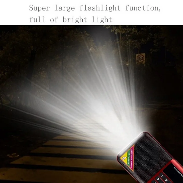 Y-509 Portable FM Radio Large Buttons Loud Sound Elderly Radio with Flashlight Support TF Card/U-Disk - Gold