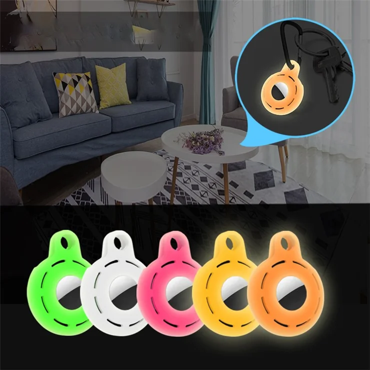 4Pcs / Set For Apple AirTag Bluetooth-compatible Tracker Portable Protective Case Soft Silicone Shell - Pink / Midnight Blue / Luminous White / Luminous Orange