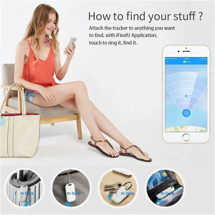 Dispositivo Ricerca 2x Localizzatore Bluetooth Smart Key Finder
