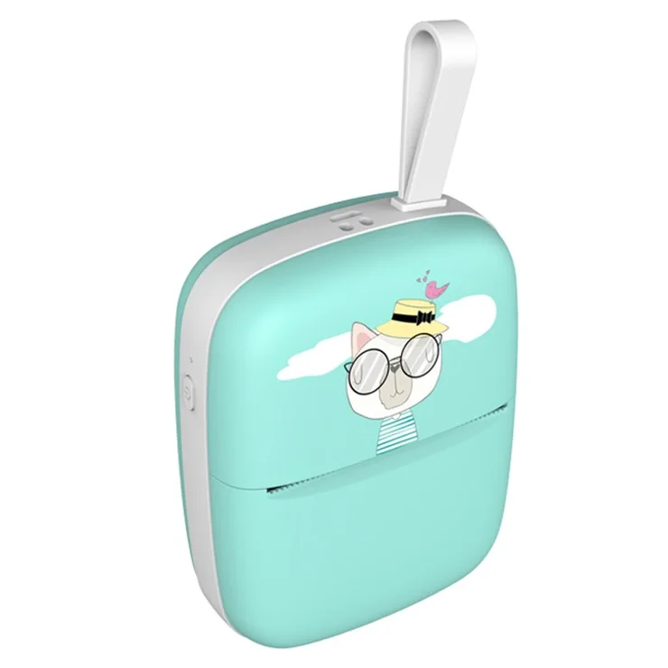 Portable Mini Bluetooth-compatible Printer Thermal Label Printer for Wrong Question Photo Memo Thermal Printing Student Pocket Printer - Blue