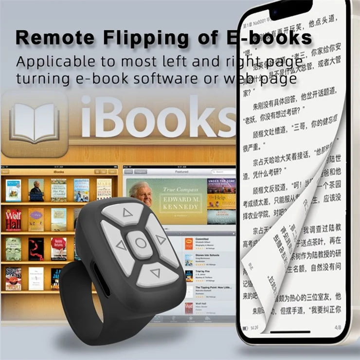 S18 Multi-Function Bluetooth-compatible Mobile Phone Remote Control Wireless Cell Phone APP Controller E-books Flipping Remote - Sky Blue