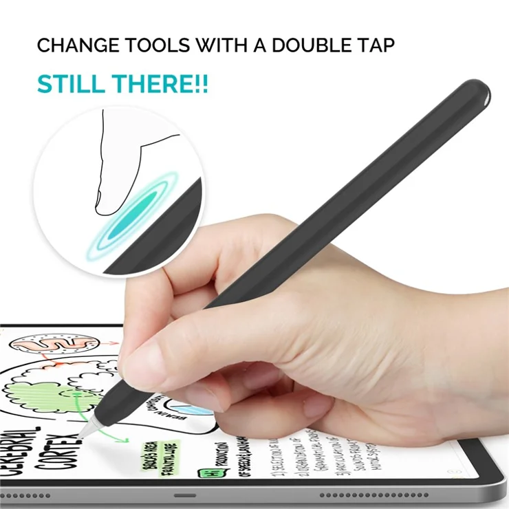 AHASTYLE PT65 Silicone Case for Apple Pencil (2nd Generation), Stylus Pen Protective Sleeve Cover - Black