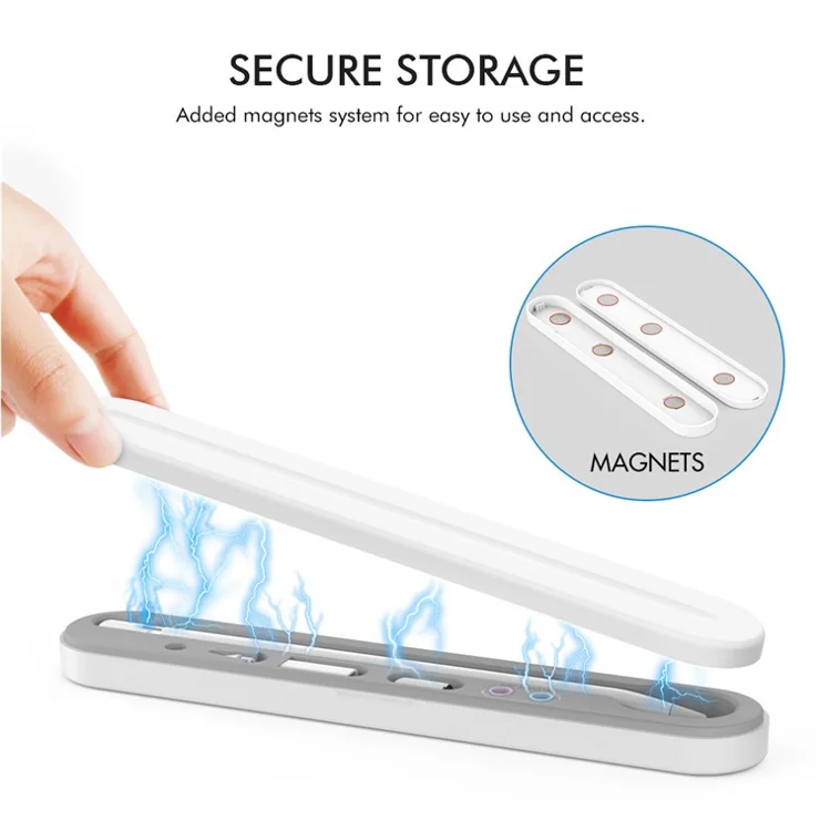 AHASTYLE PT121 Storage Box for Apple Pencil 1st / 2nd Generation Magnetic Stylus Pen Protective Case - White