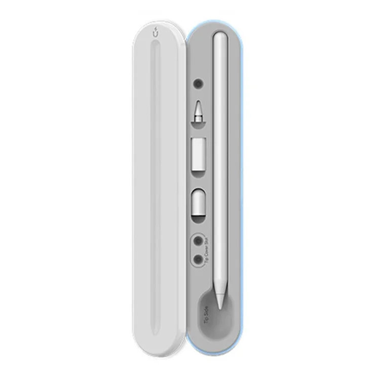 AHASTYLE PT121 Storage Box for Apple Pencil 1st / 2nd Generation Magnetic Stylus Pen Protective Case - White / Baby Blue