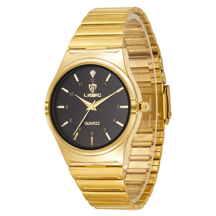 LIEBIG L1024 Fashion Couple Wrist Watch Stainless Steel Strap Analogue Quartz Watch - Black Dial / Men