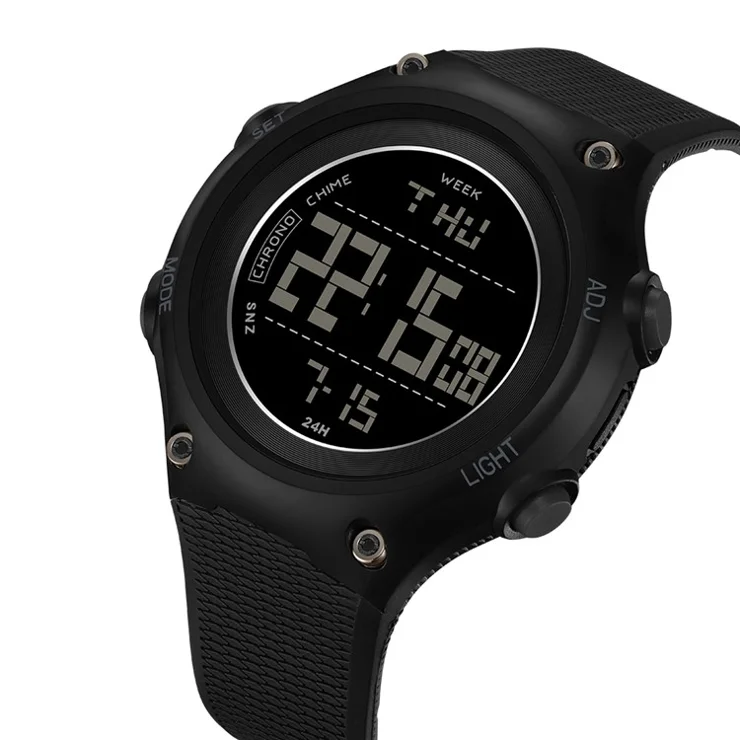 SANDA 2141 Youth Student Outdoor Sports Electronic Watch 50m Water Resistant Night Light Display Watch - All Black